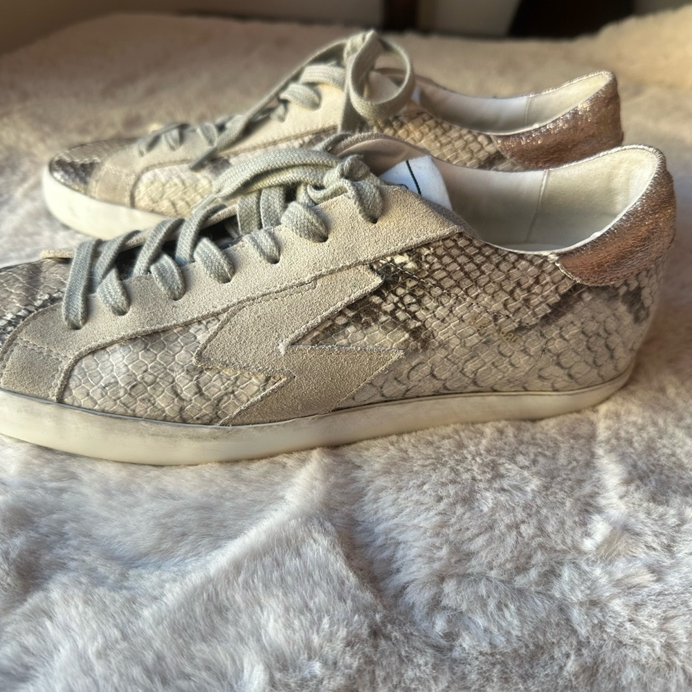 Sam Edelman Snakeskin Pattern Sneakers - Gray and White - Picture 9 of 15